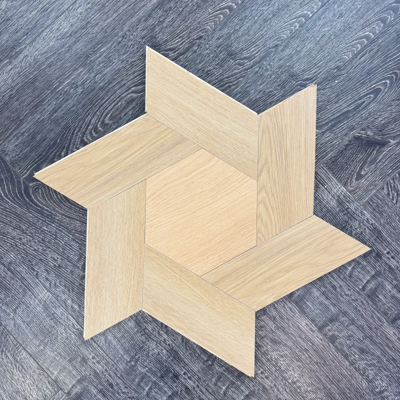 Sunflower-shaped parquet flooring