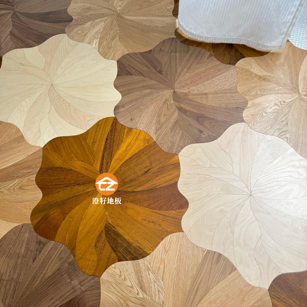 Four-color lotus leaf parquet flooring