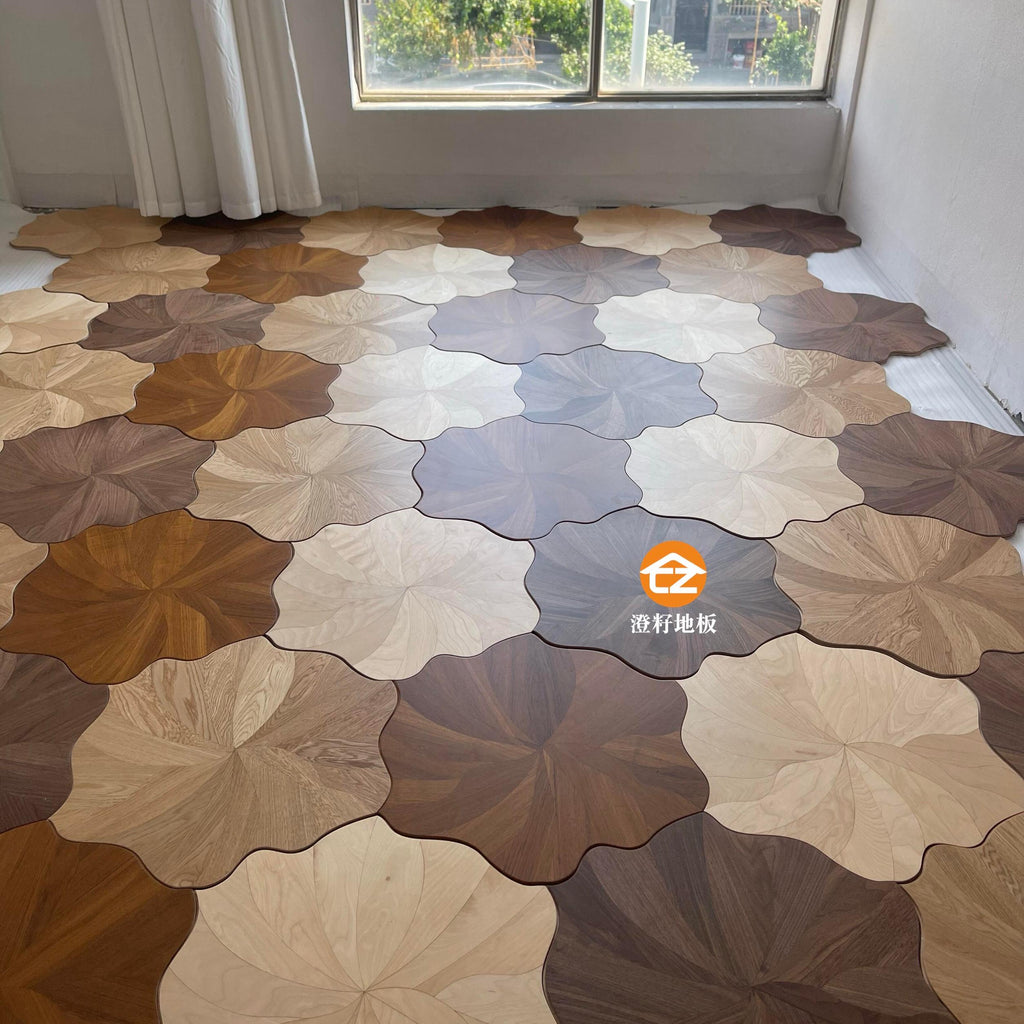 Four-color lotus leaf parquet flooring